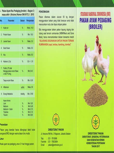 Leaflet - Direktorat Pakan - Sni Pakan Ayam Broiler Pedaging | PDF