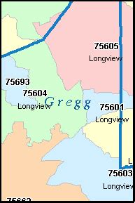 LONGVIEW Texas, TX ZIP Code Map Downloads