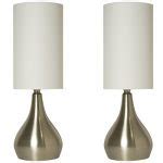 Modern Style Table Touch Lamp / Light with White Fabric Shade (2 Pack Set) – Bulbs & Fittings Ideas