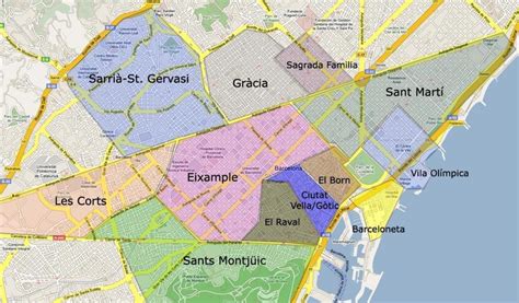 Barcelona suburbios mapa - Plano de barcelona suburbios (Cataluña, España)