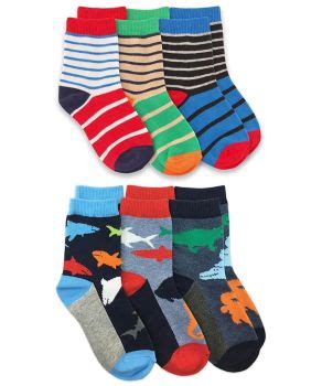 Jefferies Socks Boys Monster & Dinosaur Shark Fuzzy Non-Skid Slipper Socks 4 Pair Pack