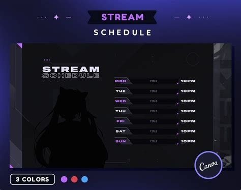 Fade Stream Schedule Template Purple Red and Blue Minimal - Etsy ...