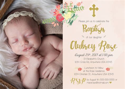 Girl Baptism Invitation Baby Girl Christening Invitation with | Etsy