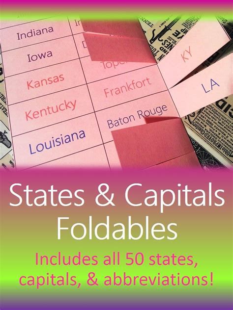 States, Capitals, & Abbreviations Foldables {Interactive Notebook or Flashcards… | Homeschool ...