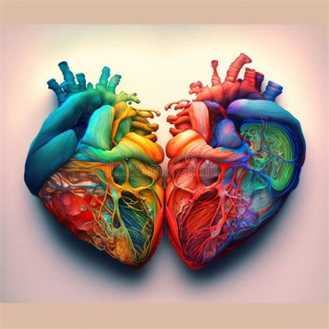 Two Hearts Joined Anatomy Rainbow Colors Image Generative AI Stock ...