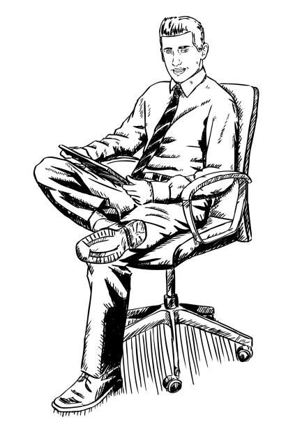 Man Sitting On Chair Drawing | Images and Photos finder