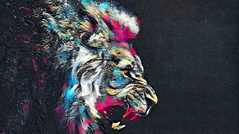 Lion Roar Animal Abstract Colorful Wallpaper [2560 x 1440] | Lion wallpaper, Abstract wallpaper ...