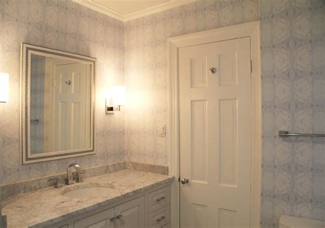 125-5 Periwinkle Blue Wallcovering - Transitional - Bathroom - Richmond - by Lindsay Cowles LLC ...