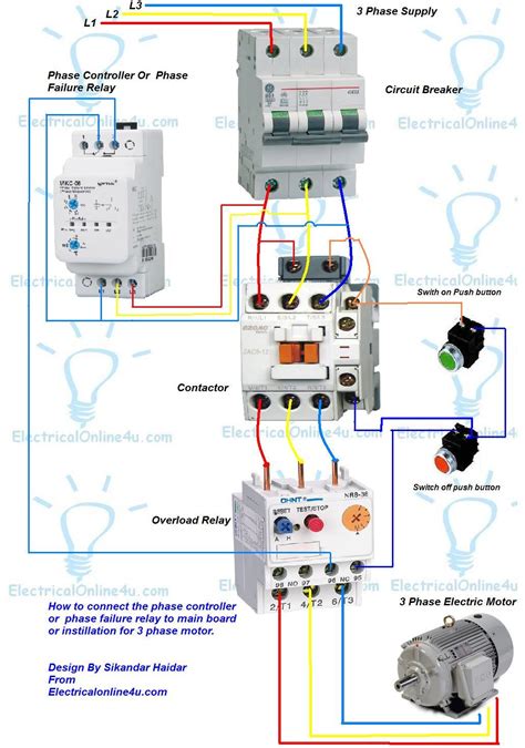 Phase Controller Wiring / Phase Failure Relay Diagram - Electrical Online 4u - All About ...