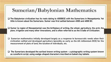 SOLUTION: Sumerian babylonian mathematics lecture notes - Studypool