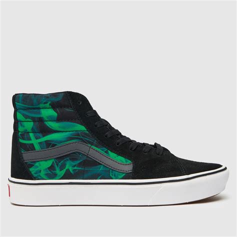 Mens Black & Green Vans Comfycush Sk8 - Hi After Dark Trainers | schuh