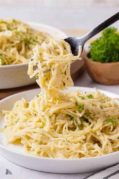 Angel Hair Pasta With Creamy Parmesan Garlic Herb Sauce