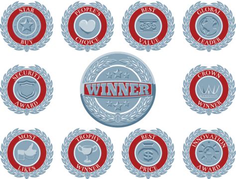 Winners Award Badges Stock Illustration - Download Image Now - Award, Award Ribbon, Badge - iStock