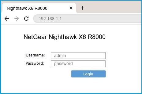 NetGear Nighthawk X6 R8000 Router Login and Password