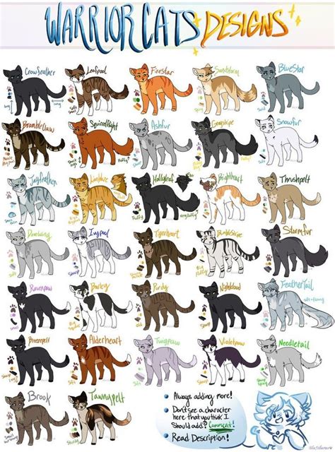 I still love Warrior Cats and always will aHHH Feel free to use these designs when drawing ...