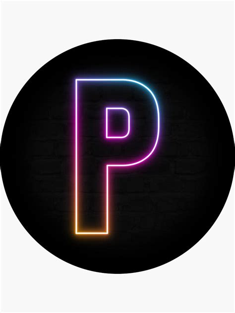 "Letter P - Neon Outrun Retrowave Monogram Art" Sticker by dylanxh ...