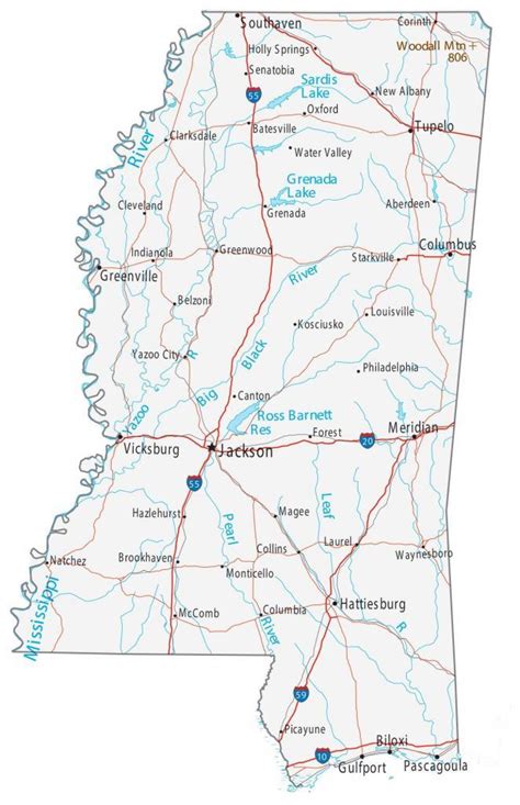 Map of Mississippi - Cities and Roads - GIS Geography