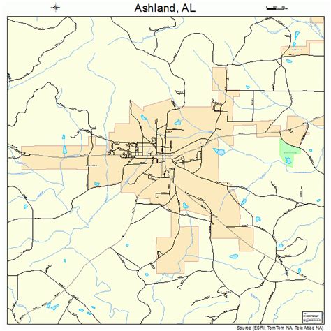 Ashland Alabama Street Map 0102860