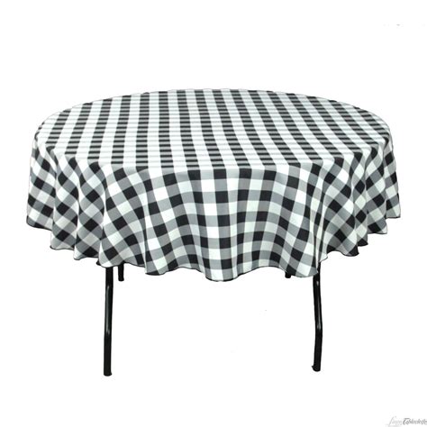 Buy 90 inch round, black & white checkered tablecloth for weddings! Seamless and machine ...