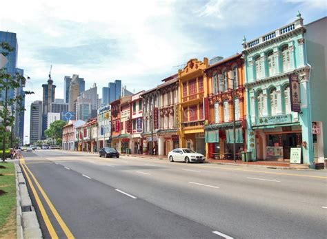 City Street View of Upper Cross Street, in Singapore`s Chinatown ...