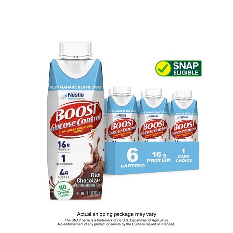 Buy BOOST Glucose Control Nutritional Drink, Rich Chocolate, 16 g Protein, 6 - 8 fl oz Cartons ...