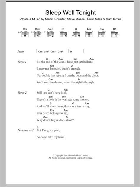 Sleep Well Tonight by Gene - Guitar Chords/Lyrics - Guitar Instructor