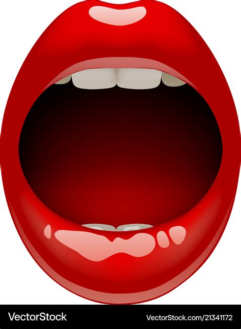 Womans open mouth with sexy red lips Royalty Free Vector