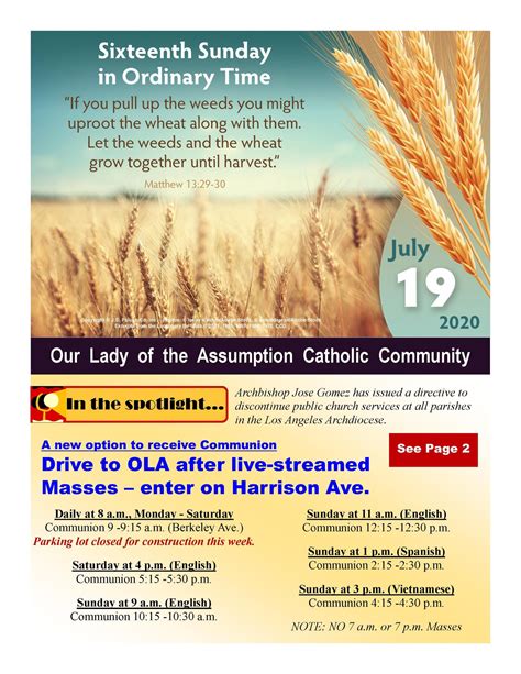 Weekly Bulletin – Bulletin & Guidelines – Our Lady of the Assumption Church