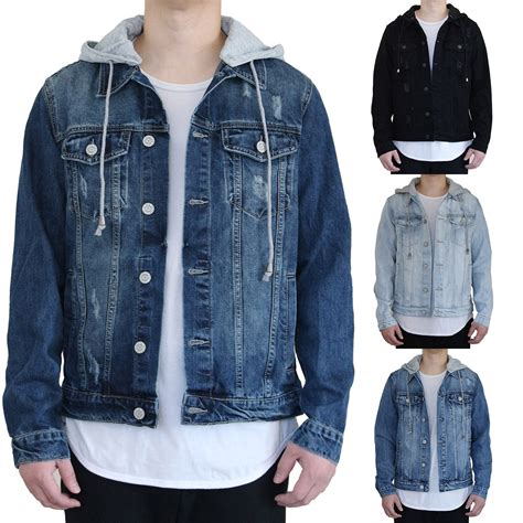 Men's Distressed Denim Hoodie Jacket - Etsy