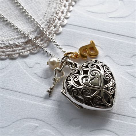 Sterling Silver Vintage Heart Locket Necklace By Martha Jackson ...