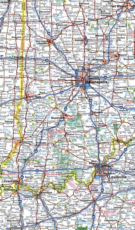 Map route interstate highway I-65 Alabama, Tennessee, Kentucky, Indiana ...