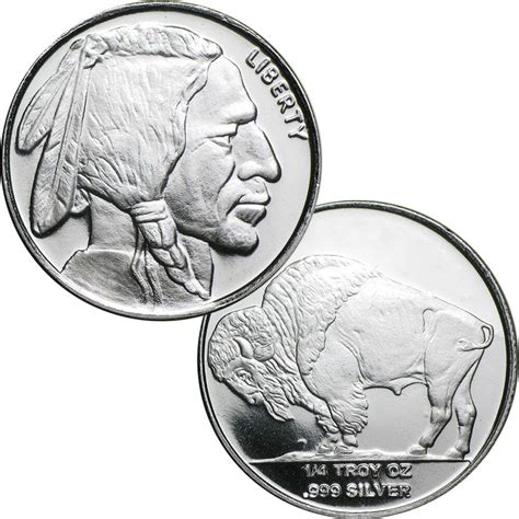 Buffalo Nickel Design 1/4 oz .999 Silver Rounds