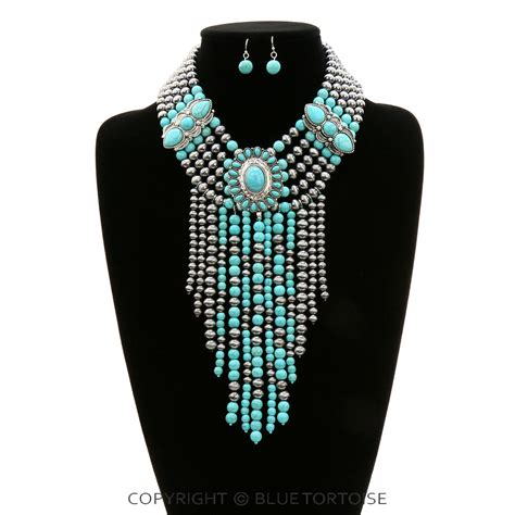 Western Concho with Pearl Tassel Necklace Set – Bluetortoisewholesale