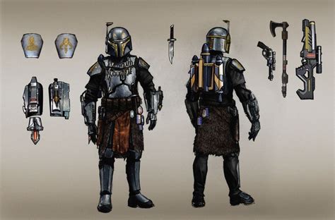 "ARAN GORAN" - Mandalorian Armor and equipment - Concept art. | Star wars bounty hunter, Star ...