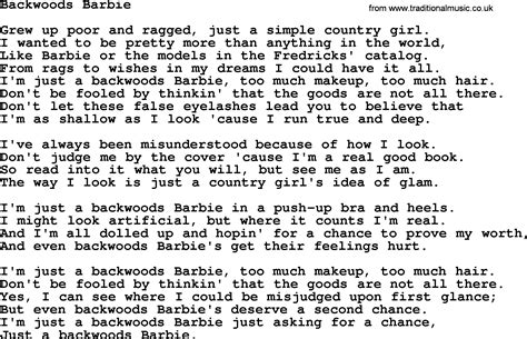 Dolly Parton song: Backwoods Barbie, lyrics