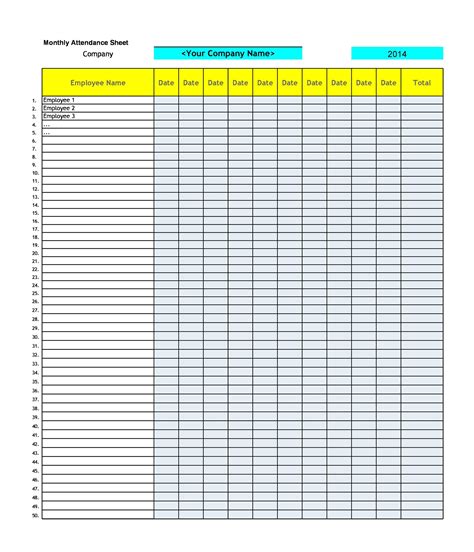 Free Printable Attendance Sheets Pdf - Printable Templates