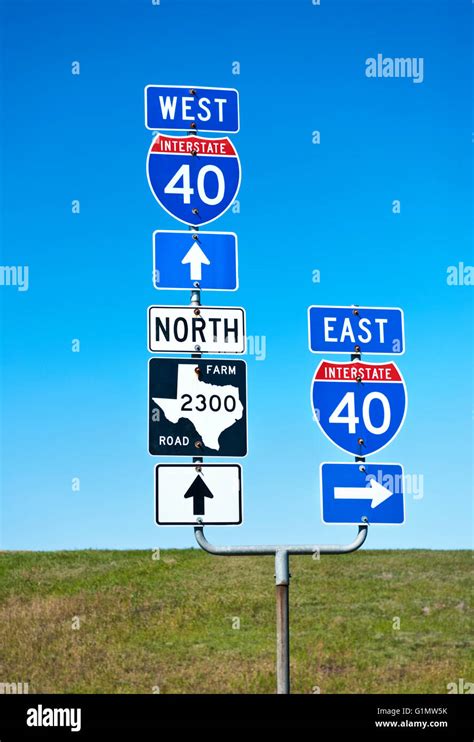 Road signs on route 40 in Texas Stock Photo - Alamy