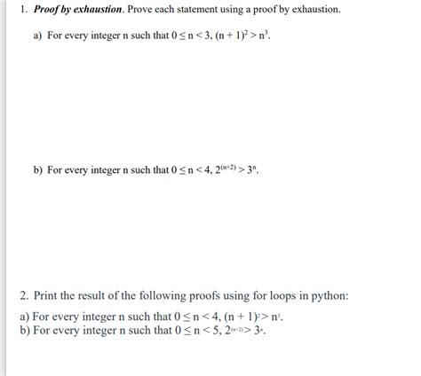 1. Proof by exhaustion. Prove each statement using a | Chegg.com