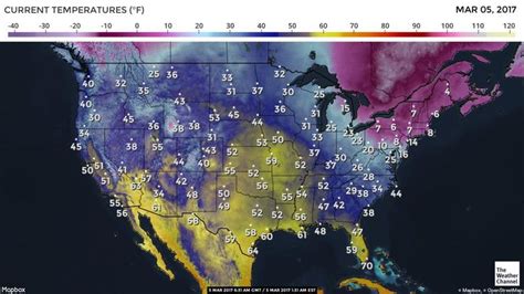 US Current Temperatures Map | Weather map, Map, The weather channel