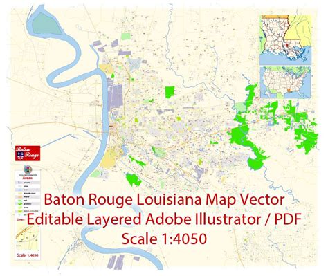 Baton Rouge Map Vector Exact City Plan Louisiana detailed Street Map ...