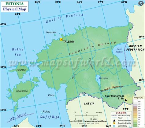 Physical Map of Estonia