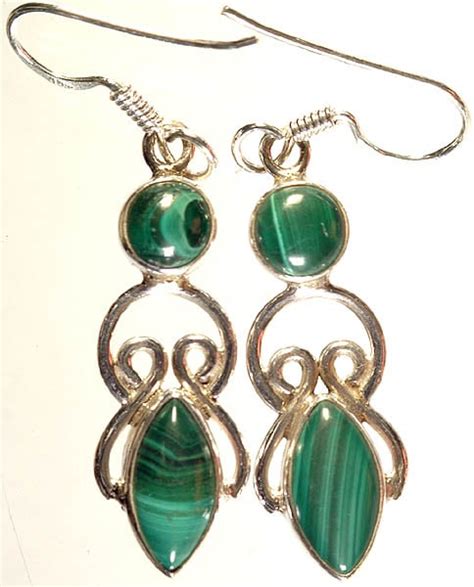 Malachite Earrings | Exotic India Art