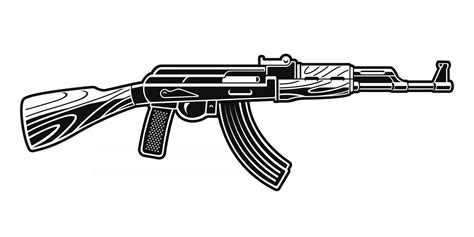 A black and white vector illustration of an AK 47 rifle. 2641446 Vector Art at Vecteezy