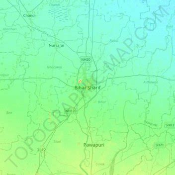 Bihar Sharif topographic map, elevation, terrain