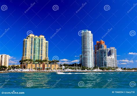 The High-rise Buildings in Miami Beach Stock Photo - Image of sunny, bayfront: 7368254