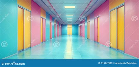 Pastel Passage: Symmetrical Office Cubicles & Exit. Concept Symmetrical ...