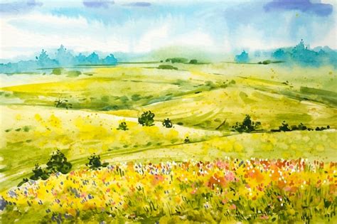 Free Vector | Watercolor spring landscape background