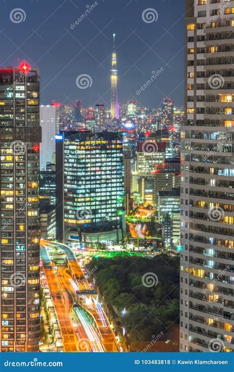 Tokyo City View with Tokyo Skytree at Night Stock Photo - Image of ...