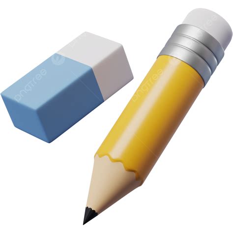 Erasing Pencil Clipart Hd PNG, 3d Icon Of Pencil And Eraser Education Student Concept, Pencil ...