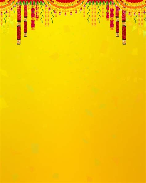 a yellow background with some red and green decorations on it's sides, as well as an empty space ...